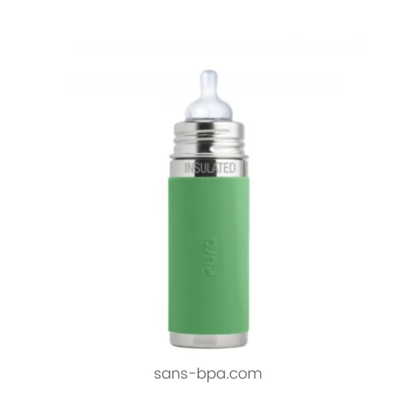 Biberon inox isotherme 260 ml débit moyen - moss . PURA | Sans BPA