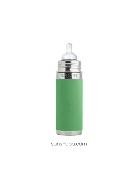 Biberon inox isotherme 260 ml débit moyen - moss . PURA | Sans BPA