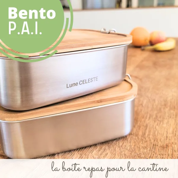 Boite repas bento inox canine et PAI pour école et repas en collectivités, spécial allergies alimentaires, sans BPA