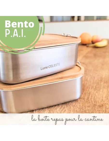 Boite repas bento inox canine et PAI pour école et repas en collectivités, spécial allergies alimentaires, sans BPA