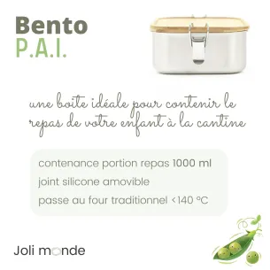 Boite repas bento inox canine et PAI pour école et repas en collectivités, spécial allergies alimentaires, sans BPA 2