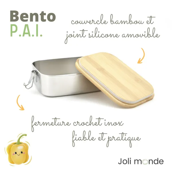 Boite repas bento inox canine et PAI pour école et repas en collectivités, spécial allergies alimentaires, sans BPA