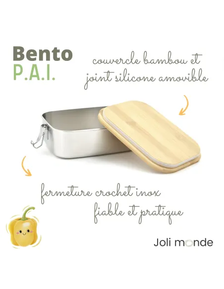 Boite repas bento inox canine et PAI pour école et repas en collectivités, spécial allergies alimentaires, sans BPA