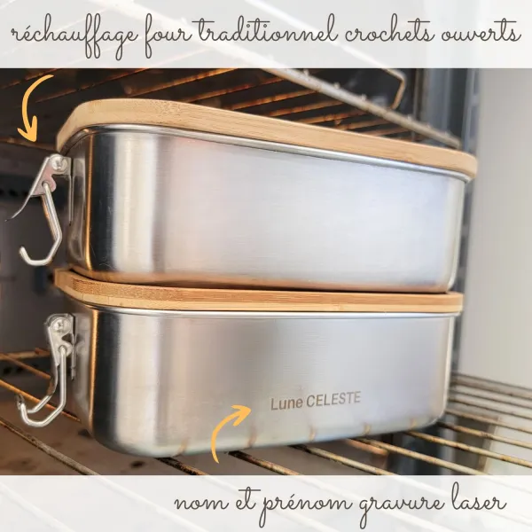 Boite repas bento inox canine et PAI pour école et repas en collectivités, spécial allergies alimentaires, sans BPA