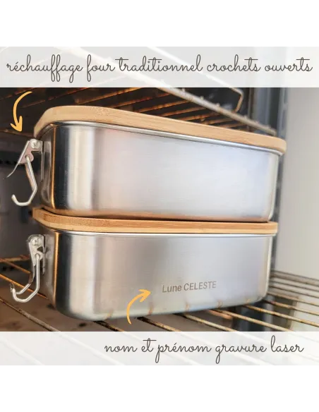 Boite repas bento inox canine et PAI pour école et repas en collectivités, spécial allergies alimentaires, sans BPA