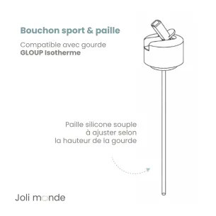 Bouchon sport à paille (inclue) pour gourde inox isotherme La gloup isotherme de chez Joli MOnde 2