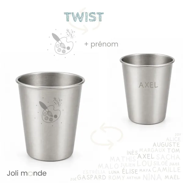 Timbale inox 200 ml motif Géométric ' Eléphant - JOLI MONDE | Sans BPA
