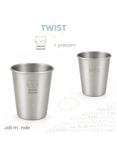 Timbale inox 200 ml motif Géométric ' Eléphant - JOLI MONDE | Sans BPA