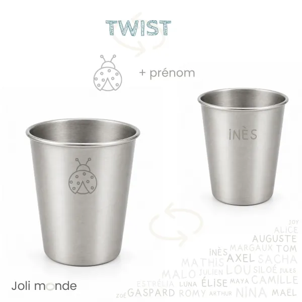 Timbale inox 200 ml motif Géométric ' Eléphant - JOLI MONDE | Sans BPA