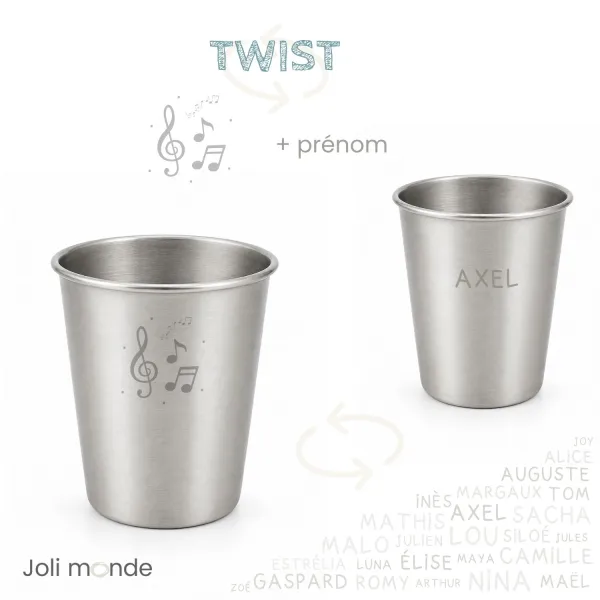 Timbale inox 200 ml motif Géométric ' Eléphant - JOLI MONDE | Sans BPA