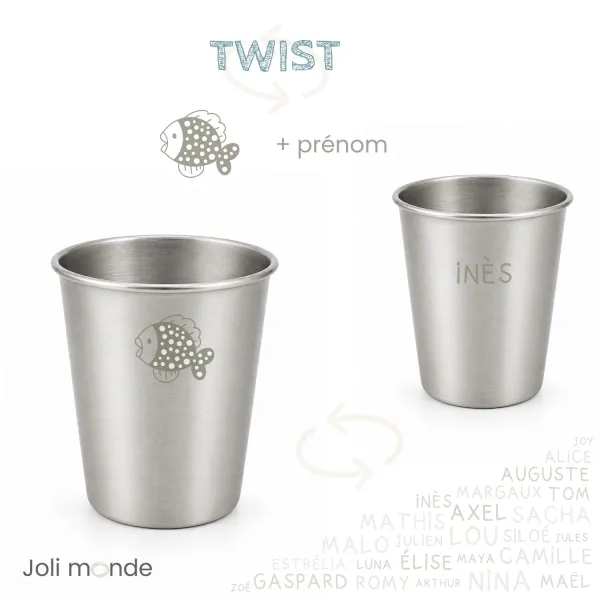 Timbale inox 200 ml motif Géométric ' Eléphant - JOLI MONDE | Sans BPA
