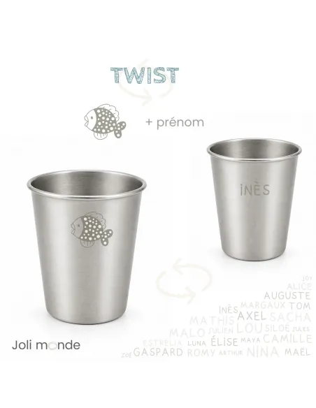 Timbale inox 200 ml motif Géométric ' Eléphant - JOLI MONDE | Sans BPA