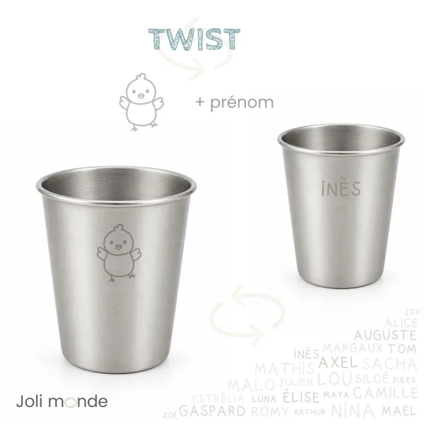 Timbale inox 200 ml motif Géométric ' Eléphant - JOLI MONDE | Sans BPA