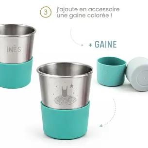 Timbale inox personnalisée prénom gravure laser, motif au choix : parfait pour l'école et la crèche ! 2