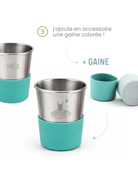 Timbale inox personnalisée prénom + motif au choix - JOLI MONDE | Sans BPA