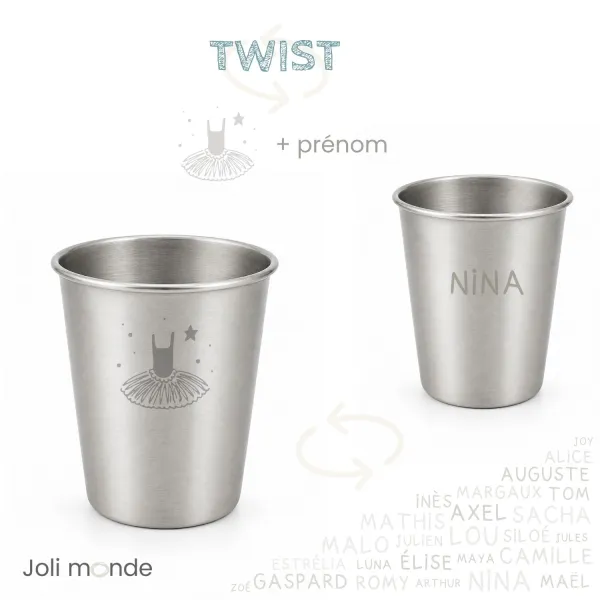Timbale inox personnalisée prénom + motif au choix - JOLI MONDE | Sans BPA