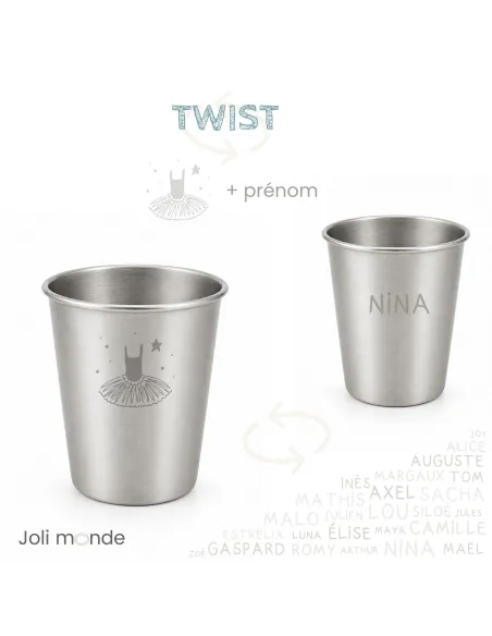 Timbale inox personnalisée prénom + motif au choix - JOLI MONDE | Sans BPA