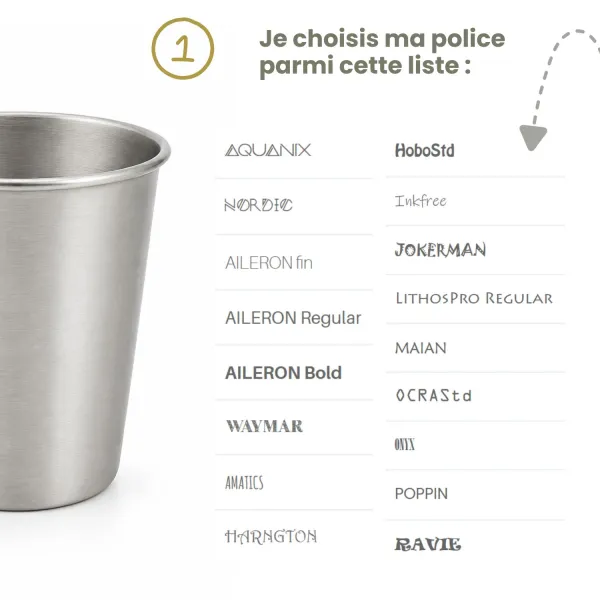 Timbale inox personnalisée prénom + motif au choix - JOLI MONDE | Sans BPA