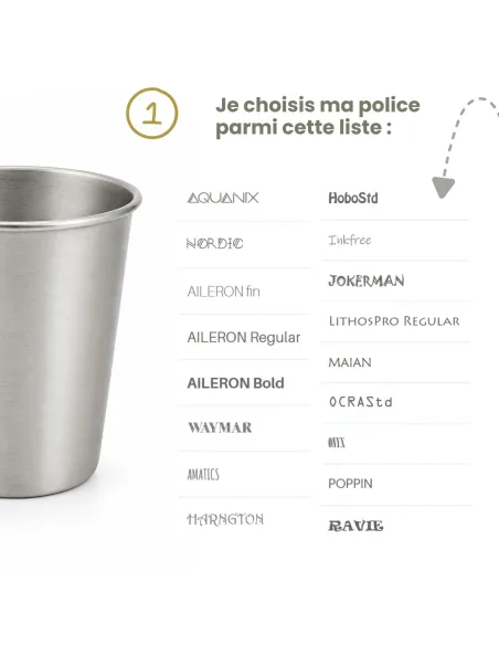 Timbale inox personnalisée prénom + motif au choix - JOLI MONDE | Sans BPA