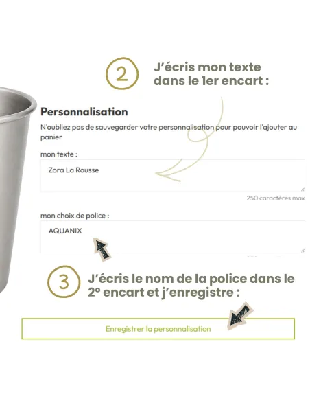 Timbale inox personnalisée prénom + motif au choix - JOLI MONDE | Sans BPA