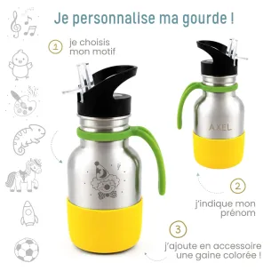 gourde enfant inox personnalisée prénom 350 ml bec sport paille