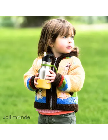gourde enfant inox personnalisée prénom 350 ml bec sport paille Joli Monde sur sans-bpa.com