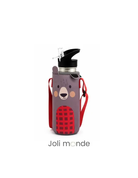 Ensemble gourde inox personnalisée et sa housse de portage OURSON . Joli Monde
