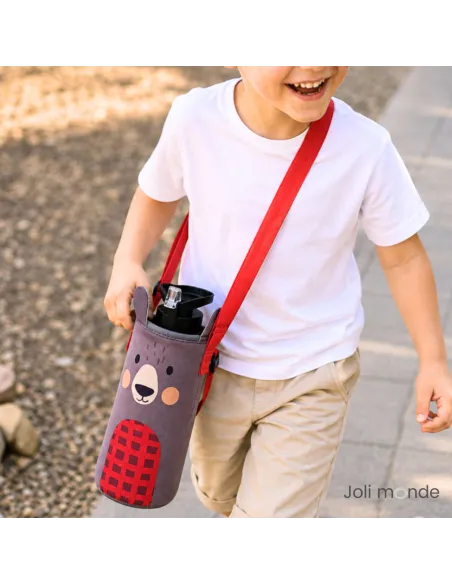 ensemble gourde inox et sa gaine de portage parfait pour l'école et les activités extra-scolaire !
