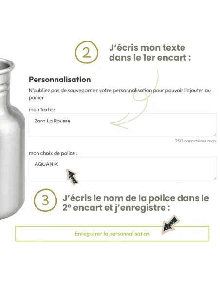 Ensemble gourde inox personnalisée et sa housse de portage PAPILLON . Joli Monde