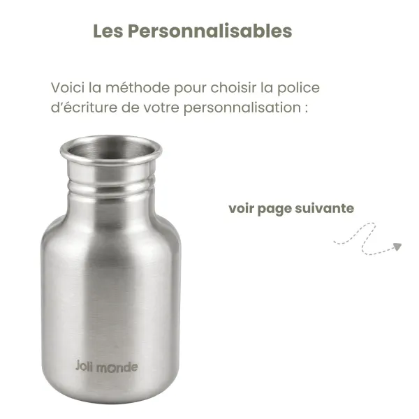 Ensemble gourde inox personnalisée et sa housse de portage PAPILLON . Joli Monde