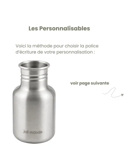 Ensemble gourde inox personnalisée et sa housse de portage PAPILLON . Joli Monde