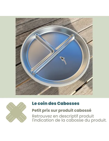 Assiette repas enfant inox à ventouse, sans BPA Joli Monde