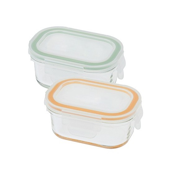 Lot 2 boites hermétiques verre ORANGE - VERT 150 ml - INNO BABY