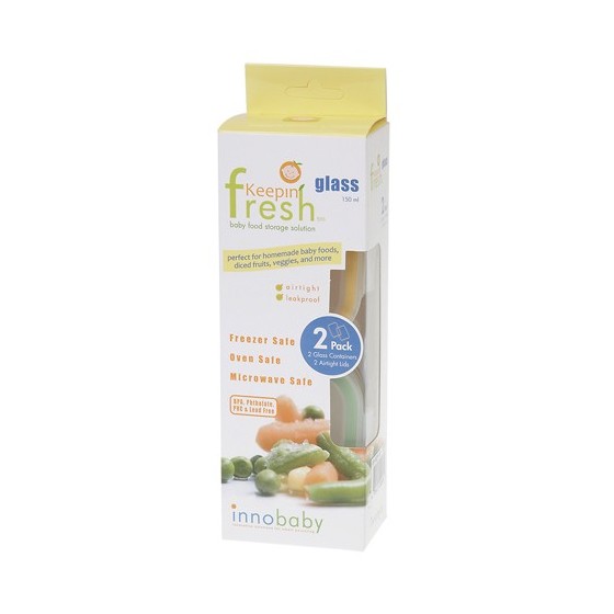 Lot 2 boites hermétiques verre ORANGE - VERT 150 ml - INNO BABY