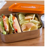 Boite à compartiment tout inox - DUO ORANGE - LUNCHBOTS