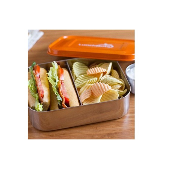 Boite à compartiment tout inox - DUO ORANGE - LUNCHBOTS