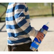 Biberon inox Isotherme Goulot Etroit 270 ml - RAYURES BLEU - ORGANIC KIDZ