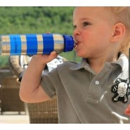 Biberon inox Isotherme Goulot Etroit 270 ml - RAYURES BLEU - ORGANIC KIDZ
