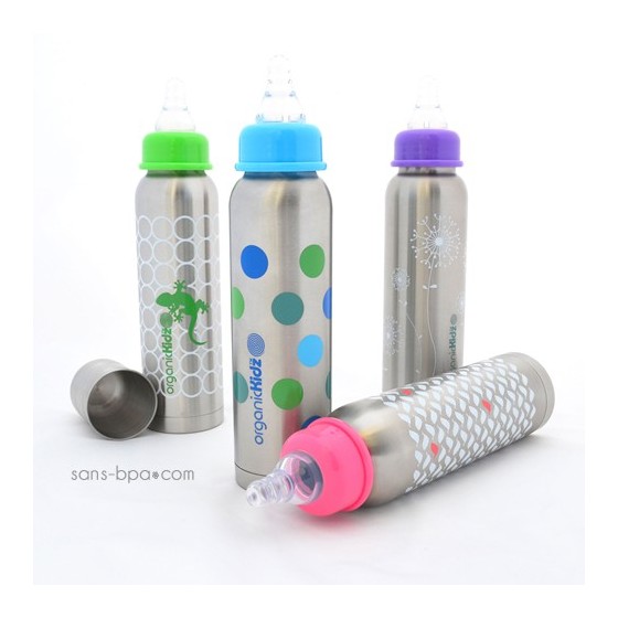 Biberon isotherme Z'oiseaux - 270 ml goulot étroit - Organic Kidz