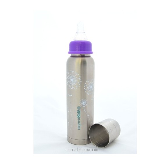 Biberon isotherme Jolie Fleur - 270 ml goulot étroit - Organic Kidz
