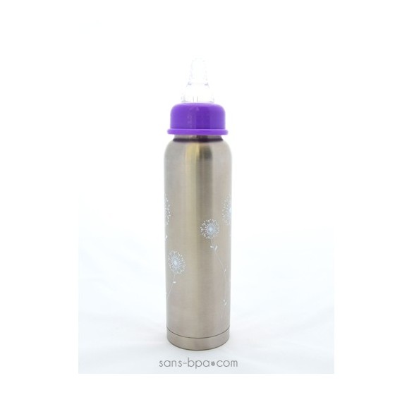 Biberon isotherme Jolie Fleur - 270 ml goulot étroit - Organic Kidz