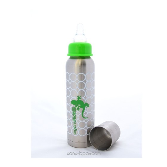 Biberon isotherme Gecko - 270 ml goulot étroit - Organic Kidz