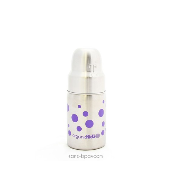 Biberon inox Goulot Large 265 ml - LAVANDE - ORGANIC KIDZ