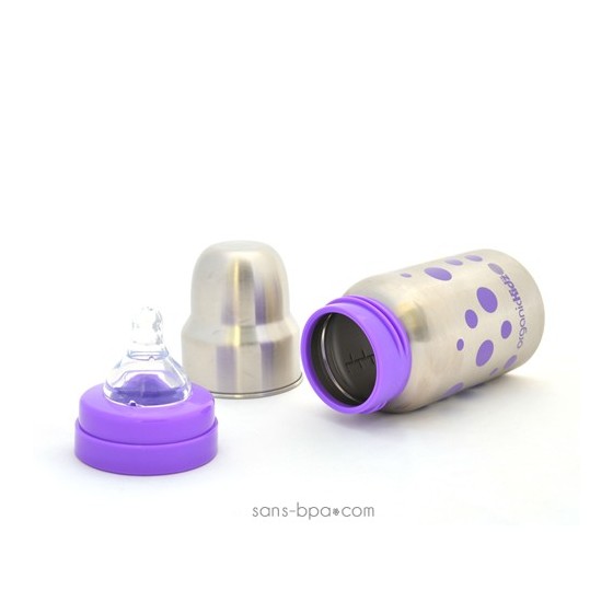 Biberon inox Goulot Large 265 ml - LAVANDE - ORGANIC KIDZ