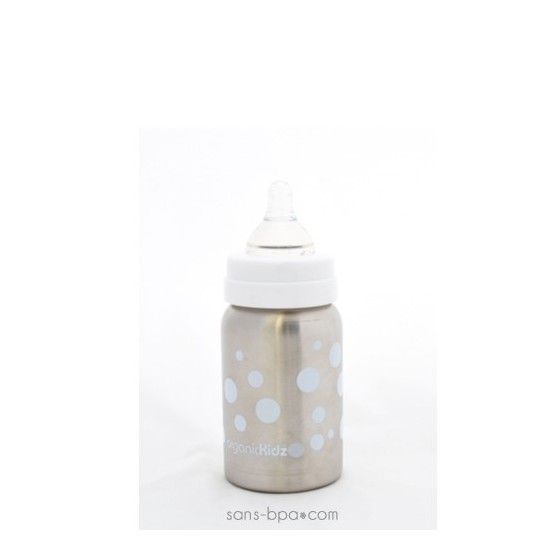 Biberon inox Goulot Large 265 ml - BLANC - ORGANIC KIDZ