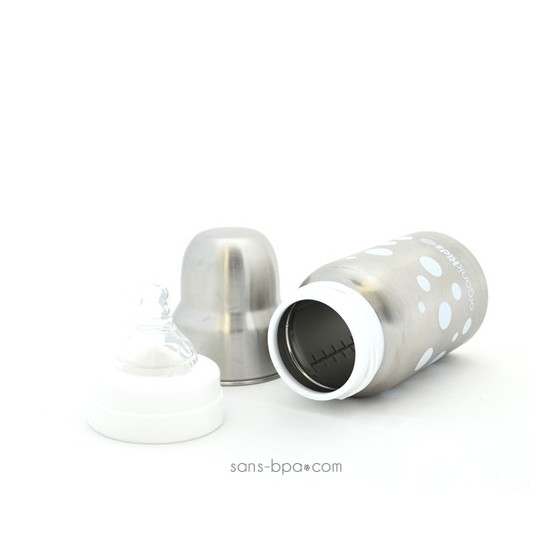 Biberon inox Goulot Large 265 ml - BLANC - ORGANIC KIDZ
