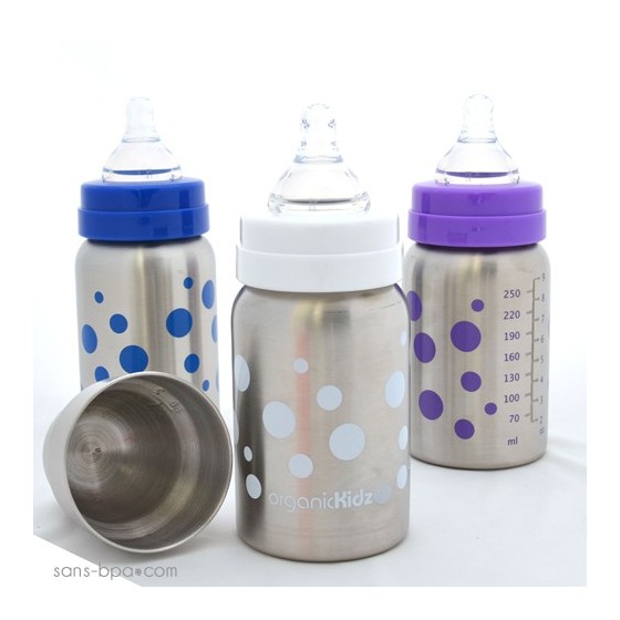 Biberon inox Goulot Large 265 ml - BLANC - ORGANIC KIDZ