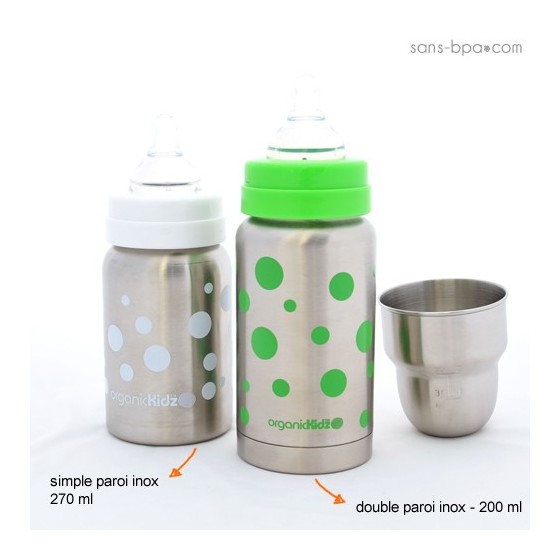 Biberon inox Goulot Large 265 ml - LAVANDE - ORGANIC KIDZ