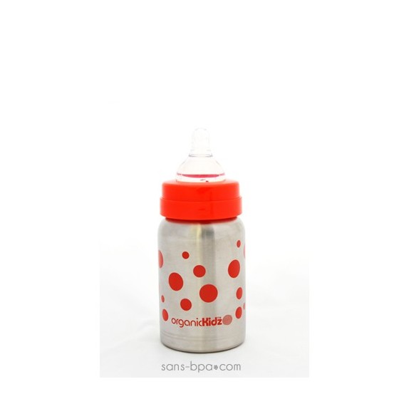 Biberon inox Goulot Large 265 ml - ROUGE - ORGANIC KIDZ