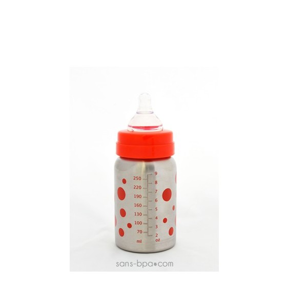 Biberon inox Goulot Large 265 ml - ROUGE - ORGANIC KIDZ